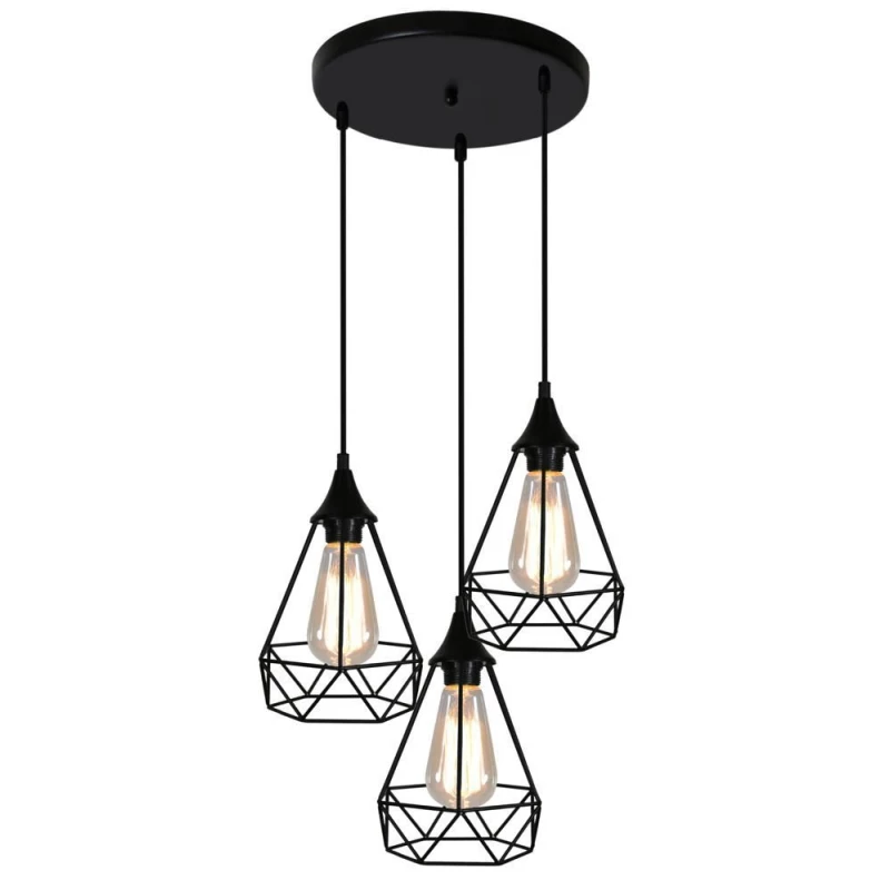 Závěsné loftové svítidlo GRAF - 3xE27, 60W, černé