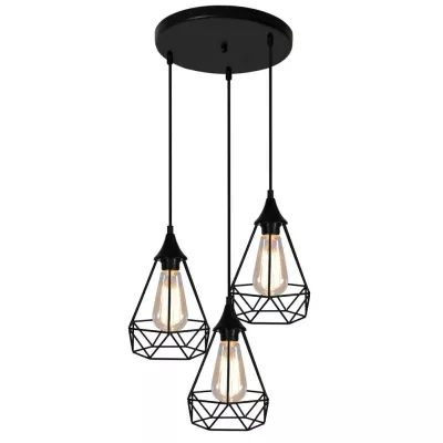 Závěsné loftové svítidlo GRAF - 3xE27, 60W, černé