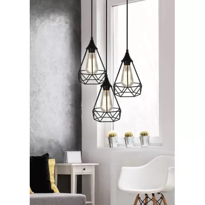 Závěsné loftové svítidlo GRAF - 3xE27, 60W, černé