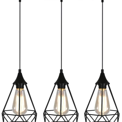 Závěsný lustr nad jídelní stůl GRAF - 3xE27, 60W, černý