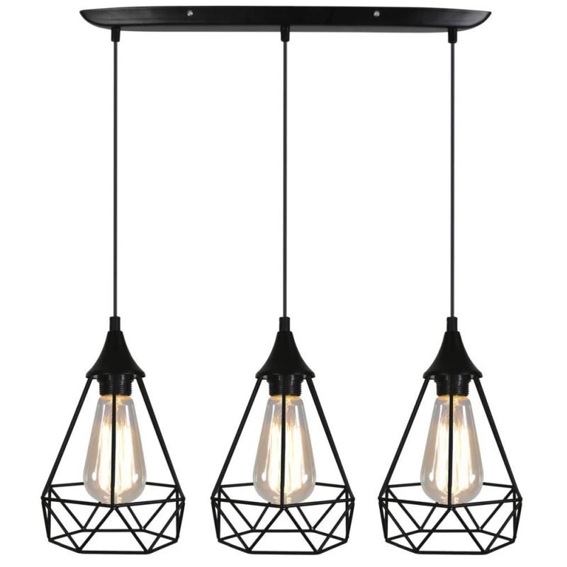 Závěsný lustr nad jídelní stůl GRAF - 3xE27, 60W, černý