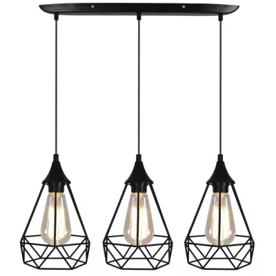 Závěsný lustr nad jídelní stůl GRAF - 3xE27, 60W, černý