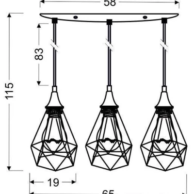 Závěsný lustr nad jídelní stůl GRAF - 3xE27, 60W, černý