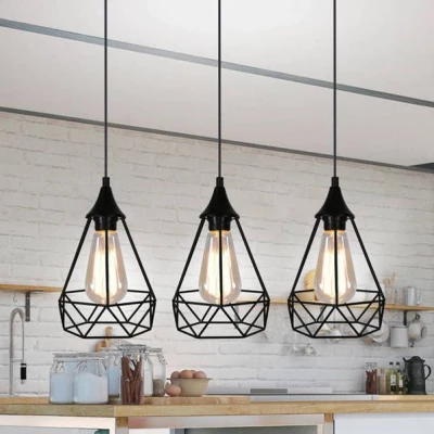 Závěsný lustr nad jídelní stůl GRAF - 3xE27, 60W, černý