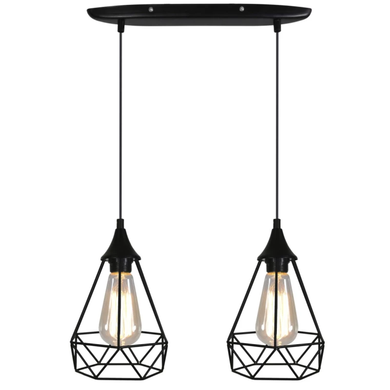 Závěsný lustr nad jídelní stůl GRAF - 2xE27, 60W, černý