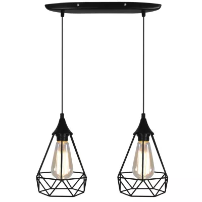 Závěsný lustr nad jídelní stůl GRAF - 2xE27, 60W, černý