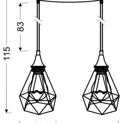 Závěsný lustr nad jídelní stůl GRAF - 2xE27, 60W, černý