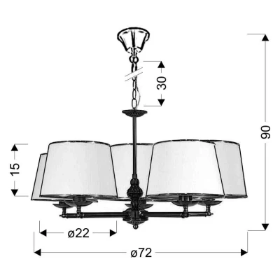 Závěsný pětiramenný lustr na řetězu GRAND - 5xE14, 40W, patina / bílé