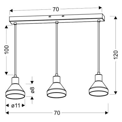 Moderní závěsné osvětlení nad jídelní stůl GREGORY - 3xE14, 40W, černé / mosazné