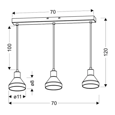Moderní závěsné osvětlení nad jídelní stůl GREGORY - 3xE14, 40W, černé / mosazné