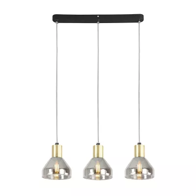 Moderní závěsné osvětlení nad jídelní stůl GREGORY - 3xE14, 40W, černé / mosazné