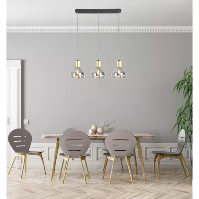 Moderní závěsné osvětlení nad jídelní stůl GREGORY - 3xE14, 40W, černé / mosazné