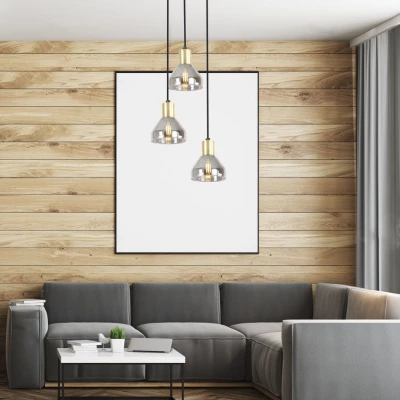 Moderní závěsné osvětlení GREGORY - 3xE14, 40W, černé / mosazné