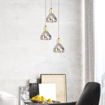 Moderní závěsné osvětlení GREGORY - 3xE14, 40W, černé / mosazné