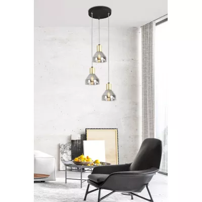 Moderní závěsné osvětlení GREGORY - 3xE14, 40W, černé / mosazné
