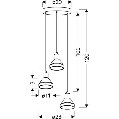 Moderní závěsné osvětlení GREGORY - 3xE14, 40W, černé / mosazné