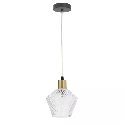 Závěsné osvětlení GRENIKO - 1xE14, 40W, černé / zlaté / čiré