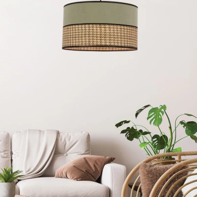 Moderní závěsný lustr GROSSETO - 1xE27, 60W, černý / mátový / béžový