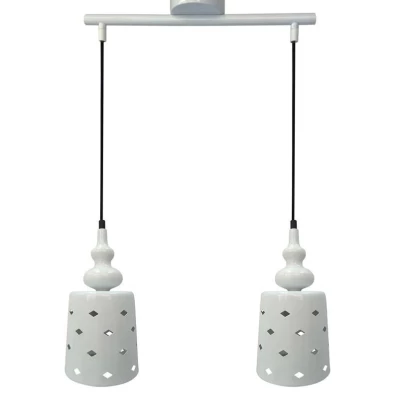 Závěsné moderní osvětlení nad jídelní stůl HAMP - 2xE27, 60W, bílé