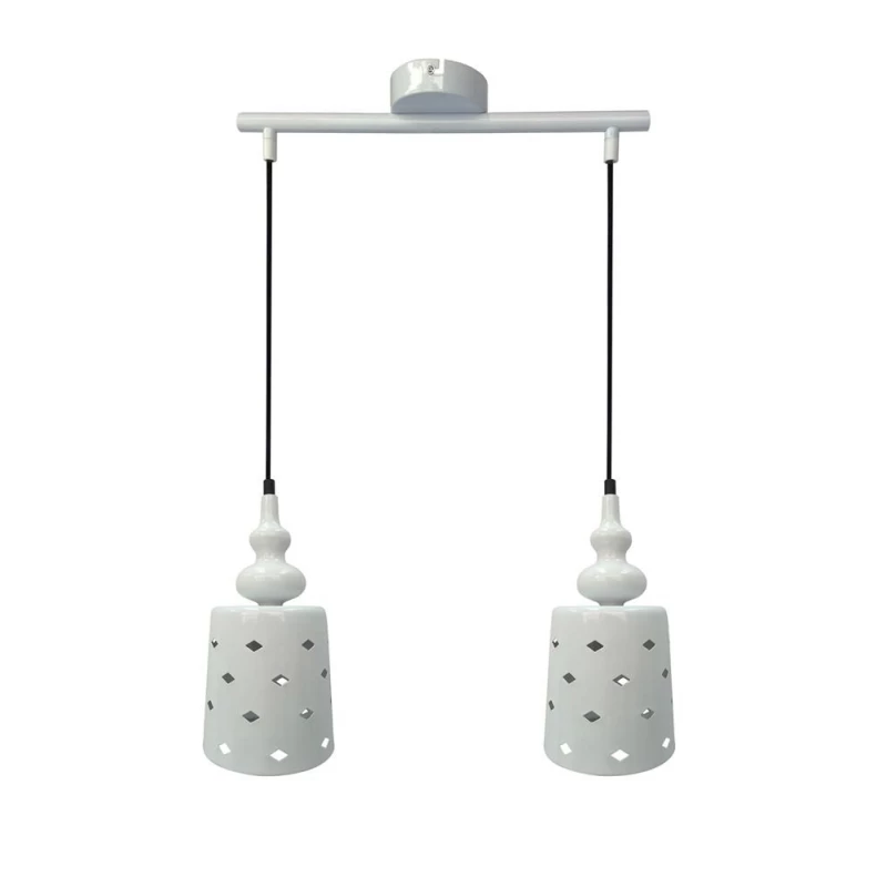 Závěsné moderní osvětlení nad jídelní stůl HAMP - 2xE27, 60W, bílé