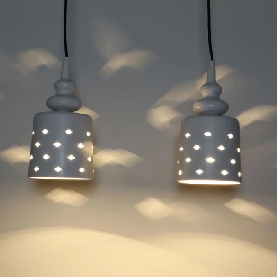 Závěsné moderní osvětlení nad jídelní stůl HAMP - 2xE27, 60W, bílé