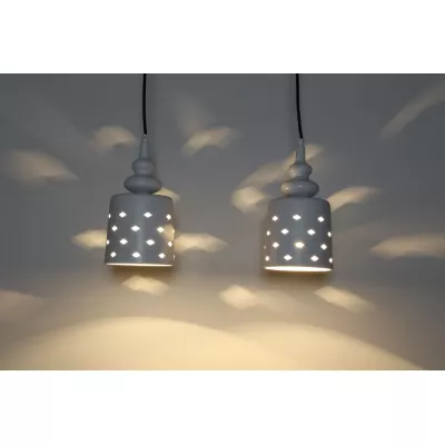 Závěsné moderní osvětlení nad jídelní stůl HAMP - 2xE27, 60W, bílé