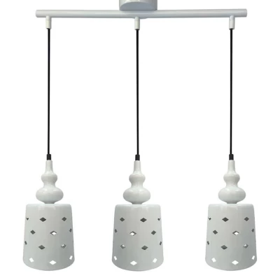 Závěsné moderní osvětlení nad jídelní stůl HAMP - 3xE27, 60W, bílé