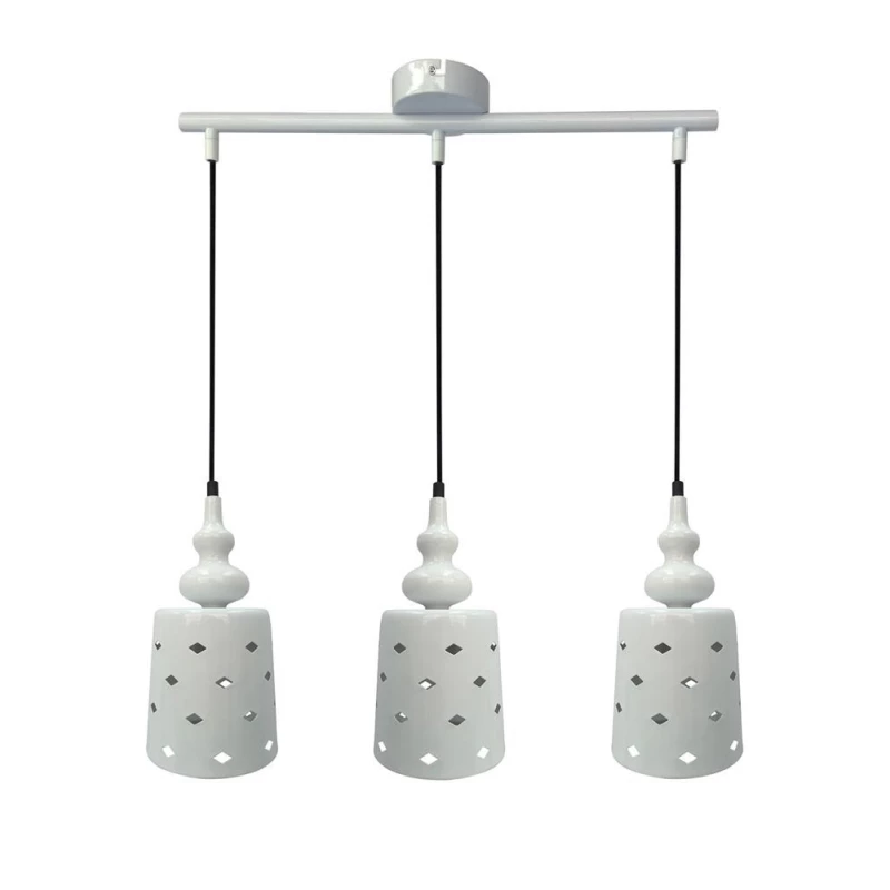 Závěsné moderní osvětlení nad jídelní stůl HAMP - 3xE27, 60W, bílé