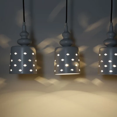 Závěsné moderní osvětlení nad jídelní stůl HAMP - 3xE27, 60W, bílé