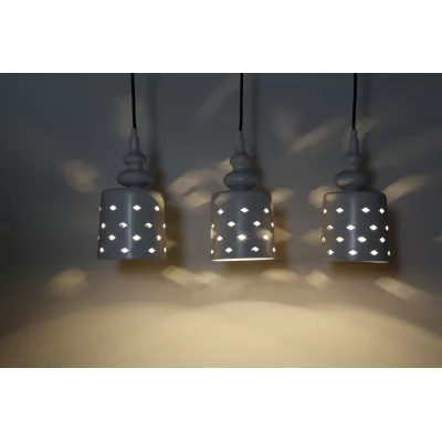 Závěsné moderní osvětlení nad jídelní stůl HAMP - 3xE27, 60W, bílé