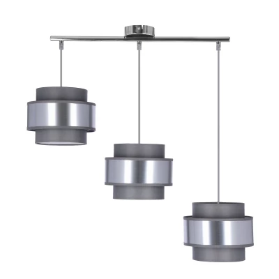 Závěsné moderní osvětlení nad jídelní stůl HARE - 3xE27, 60W, chromované / stříbrné / šedé
