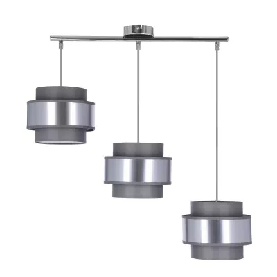 Závěsné moderní osvětlení nad jídelní stůl HARE - 3xE27, 60W, chromované / stříbrné / šedé