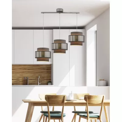 Závěsné moderní osvětlení nad jídelní stůl HARE - 3xE27, 60W, chromované / stříbrné / šedé