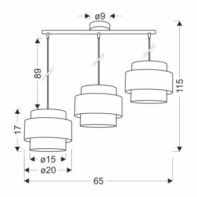 Závěsné moderní osvětlení nad jídelní stůl HARE - 3xE27, 60W, chromované / stříbrné / šedé