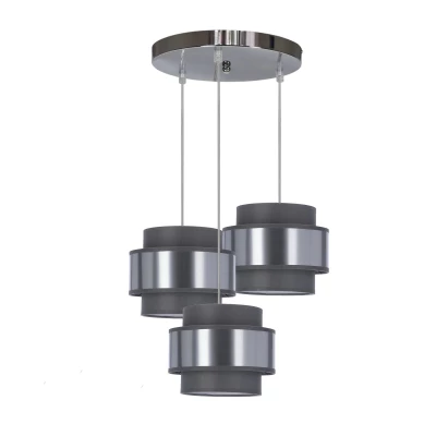 Závěsné kulaté moderní svítidlo HARE - 3xE27, 60W, chromované / stříbrné / šedé