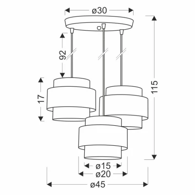 Závěsné kulaté moderní svítidlo HARE - 3xE27, 60W, chromované / stříbrné / šedé