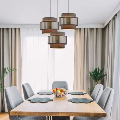 Závěsné kulaté moderní svítidlo HARE - 3xE27, 60W, chromované / stříbrné / šedé