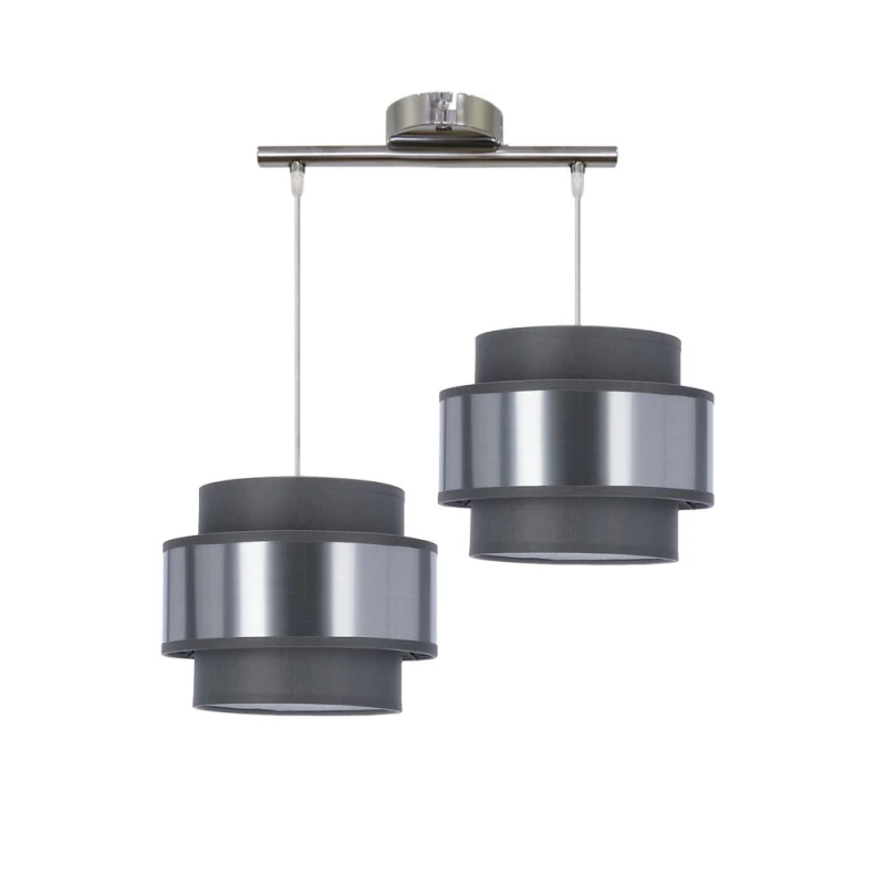 Závěsné moderní osvětlení nad jídelní stůl HARE - 2xE27, 60W, chromované / stříbrné / šedé