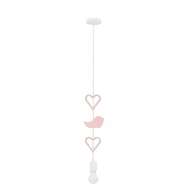 Závěsné svítidlo do dětského pokoje HEART - 1xE27, 20W, růžové / bílé