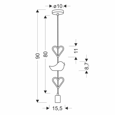 Závěsné svítidlo do dětského pokoje HEART - 1xE27, 20W, růžové / bílé
