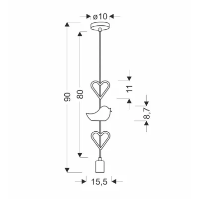 Závěsné svítidlo do dětského pokoje HEART - 1xE27, 20W, růžové / bílé