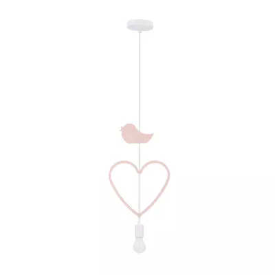 Závěsné osvětlení do dětského pokoje HEART - 1xE27, 20W, růžové / bílé