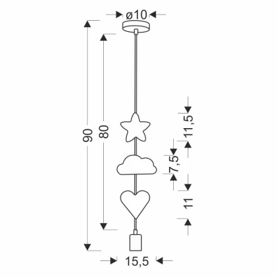 Závěsné osvětlení do dětského pokoje HEART - 1xE27, 20W, různobarevné