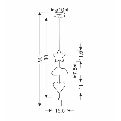 Závěsné osvětlení do dětského pokoje HEART - 1xE27, 20W, různobarevné