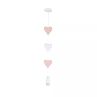 Dětské závěsné svítidlo HEARTS - 1xE27, 20W, bílé / růžové