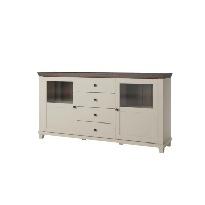 Široká kombinovaná komoda EROL - béžová / dub dunin