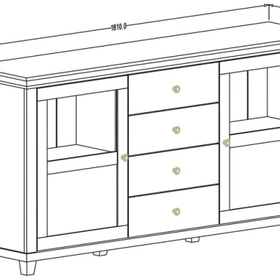 Široká kombinovaná komoda EROL - béžová / dub dunin