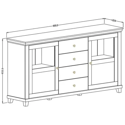 Široká kombinovaná komoda EROL - béžová / dub dunin