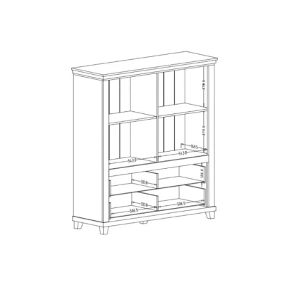 Vysoká komoda s prosklenými dvířky EROL - béžová / dub dunin