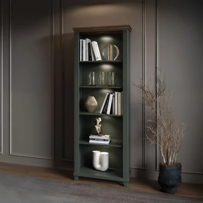 Úzká knihovna EROL - zelená / dub lefkas